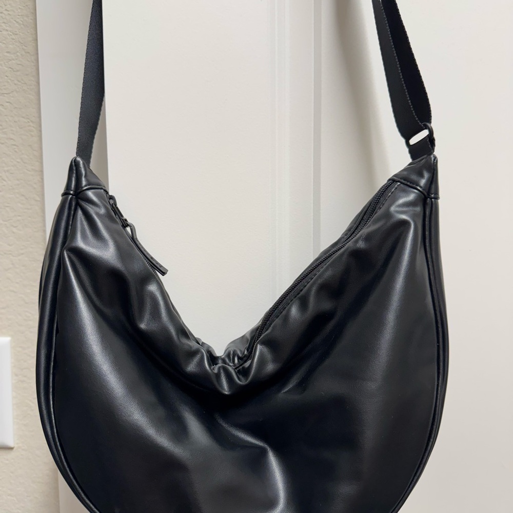 Uniqlo Black Faux Leather Crossbody Bag